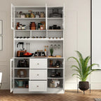 79Armoire de Rangement de Cuisine avec Portes Vitrées, Buffet Laqué