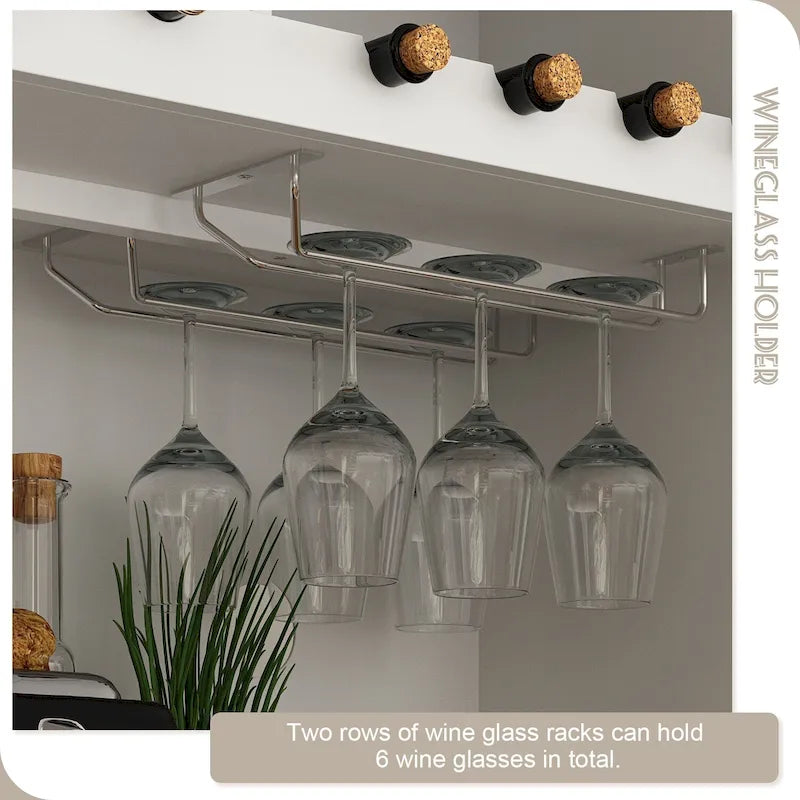 79Armoire de Rangement de Cuisine avec Portes Vitrées, Buffet Laqué