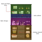 79Armoire de Rangement de Cuisine avec Portes Vitrées, Buffet Laqué