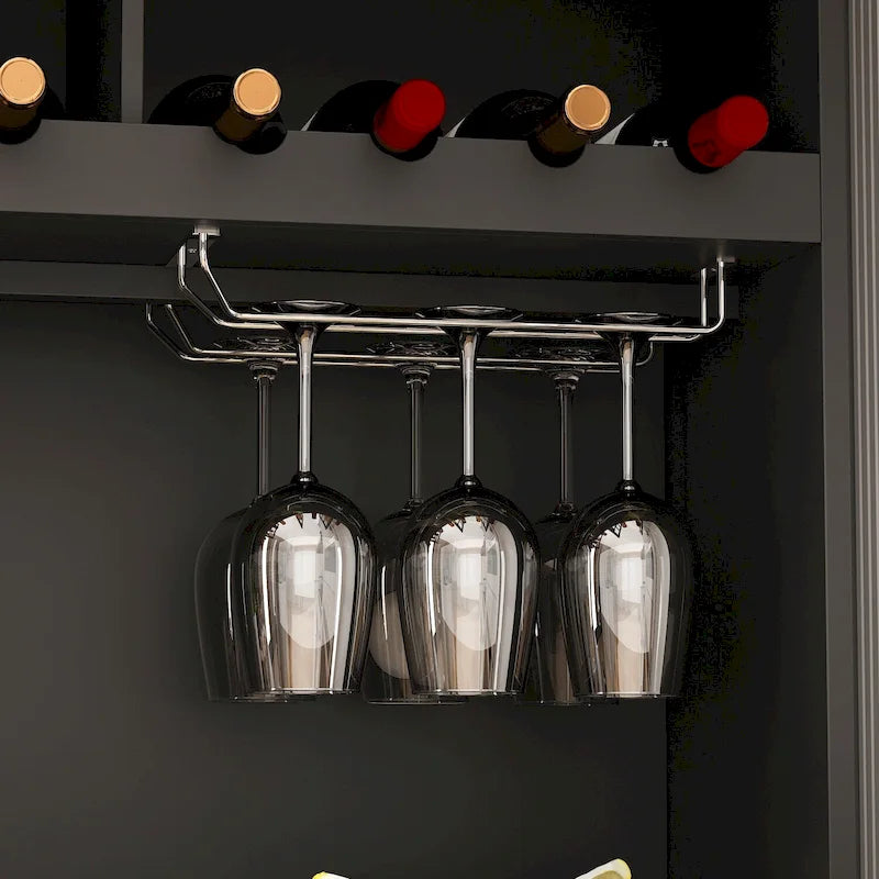 79Armoire de Rangement de Cuisine avec Portes Vitrées, Buffet Laqué