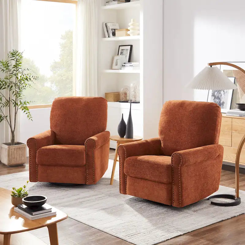 Ensemble de 2 fauteuils de relaxation inclinables manuellement pivotants à 360 degrés