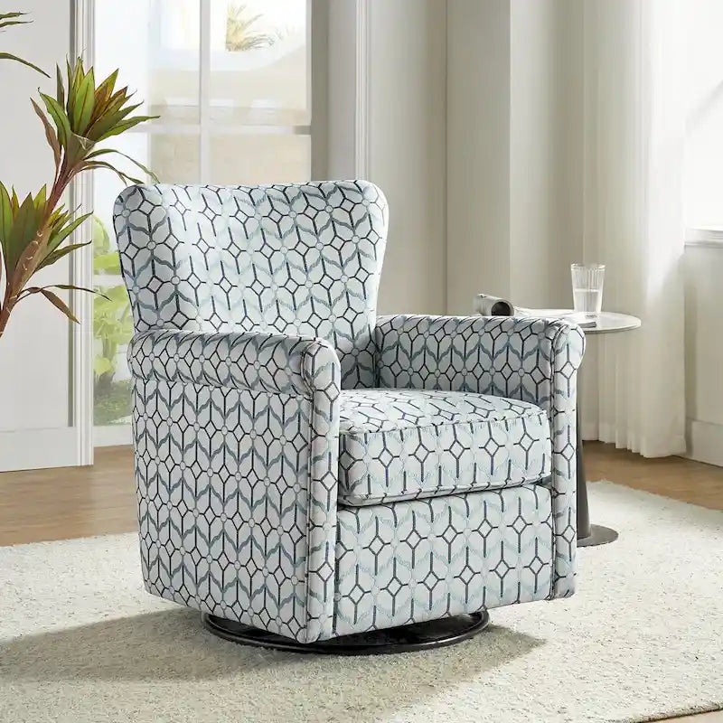 Fauteuil pivotant et à bascule confortable en tissu floral