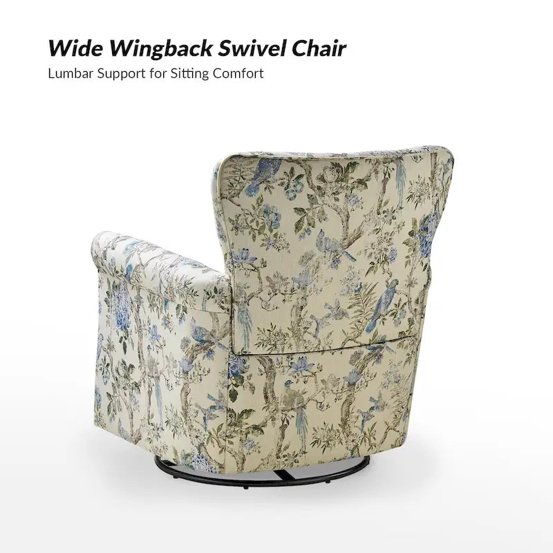 Fauteuil pivotant et à bascule confortable en tissu floral