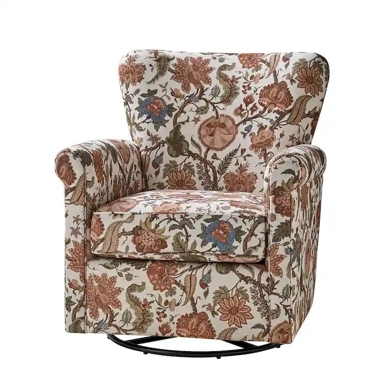 Fauteuil pivotant et à bascule confortable en tissu floral