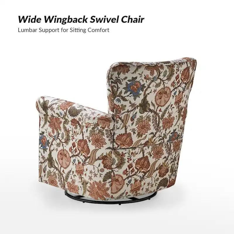 Fauteuil pivotant et à bascule confortable en tissu floral