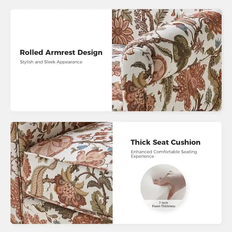 Fauteuil pivotant et à bascule confortable en tissu floral