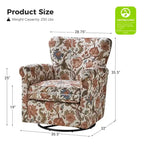 Fauteuil pivotant et à bascule confortable en tissu floral