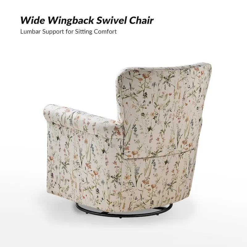 Fauteuil pivotant et à bascule confortable en tissu floral