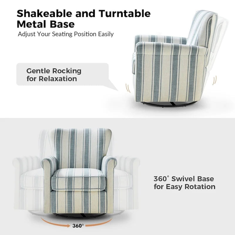 Fauteuil pivotant et à bascule confortable en tissu floral
