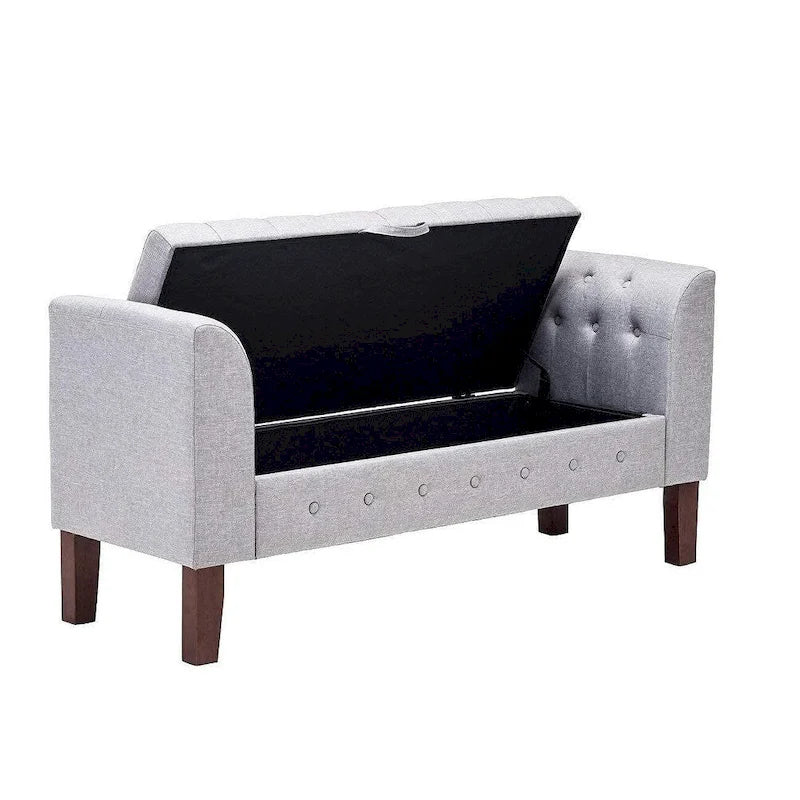 Banc de rangement, Banc de chambre avec accoudoirs, Banc d'entrée ottoman avec rangement