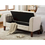 Banc de rangement, Banc de chambre avec accoudoirs, Banc d'entrée ottoman avec rangement