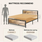 Cadre de lit complet Queen size avec tête de lit – Lit plateforme en métal robuste