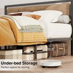 Cadre de lit complet Queen size avec tête de lit – Lit plateforme en métal robuste