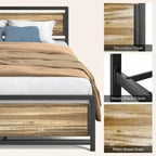 Cadre de lit complet Queen size avec tête de lit – Lit plateforme en métal robuste
