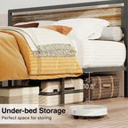 Cadre de lit complet Queen size avec tête de lit – Lit plateforme en métal robuste