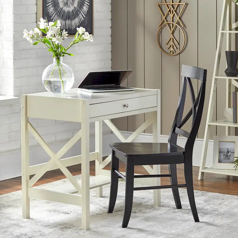 Bureau en bois de style ferme avec cadre en X