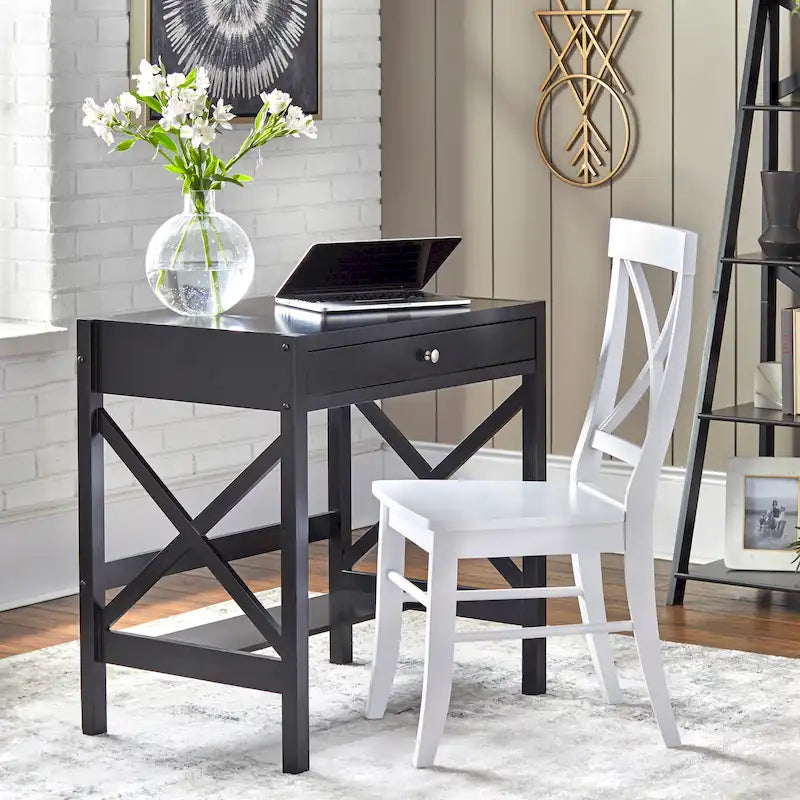 Bureau en bois de style ferme avec cadre en X