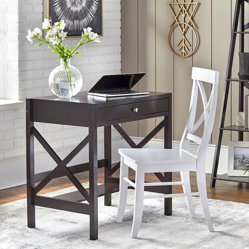 Bureau en bois de style ferme avec cadre en X