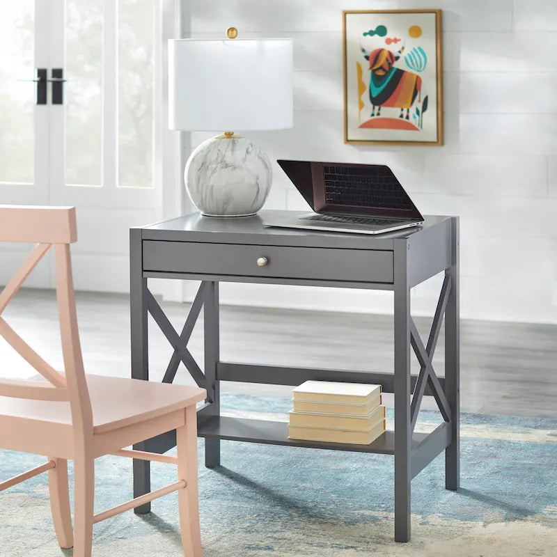 Bureau en bois de style ferme avec cadre en X