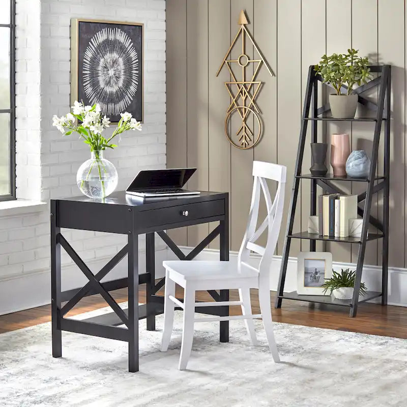 Bureau en bois de style ferme avec cadre en X