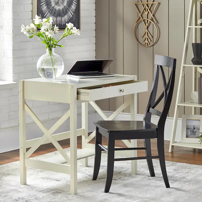 Bureau en bois de style ferme avec cadre en X