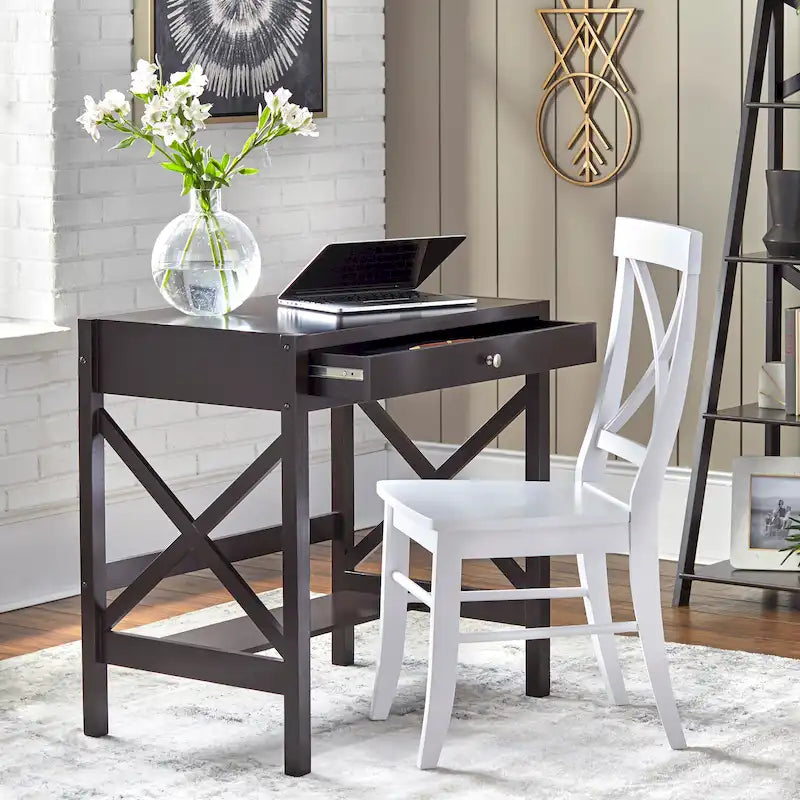 Bureau en bois de style ferme avec cadre en X