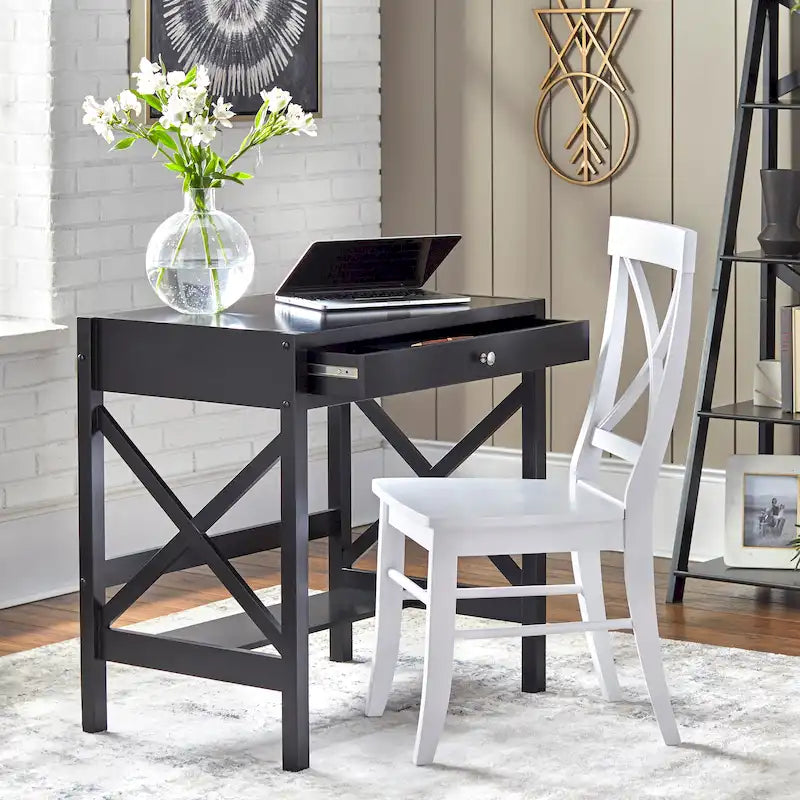 Bureau en bois de style ferme avec cadre en X