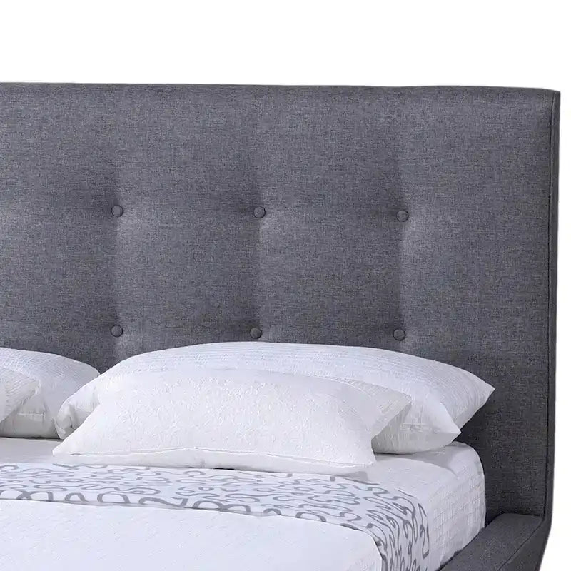 Lit plateforme capitonné gris de style milieu de siècle