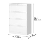 Classeur latéral en acier à serrure 2/3/4 tiroirs 35W pour formats A4, légal et lettre