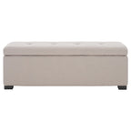 Grand banc de rangement touffeté en similicuir marron