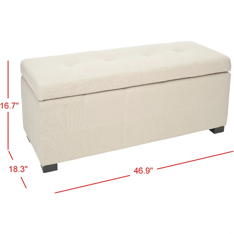 Grand banc de rangement touffeté en similicuir marron