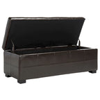 Grand banc de rangement touffeté en similicuir marron