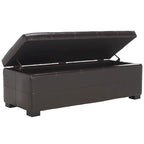 Grand banc de rangement touffeté en similicuir marron