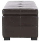 Grand banc de rangement touffeté en similicuir marron