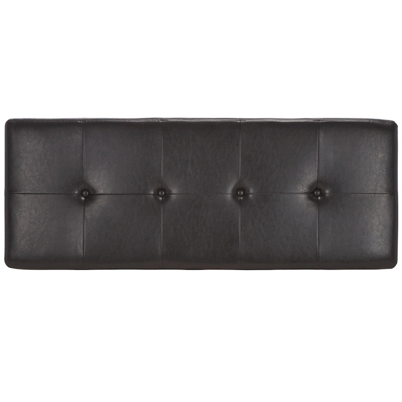 Grand banc de rangement touffeté en similicuir marron