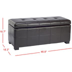 Grand banc de rangement touffeté en similicuir marron