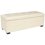 Grand banc de rangement touffeté en similicuir marron