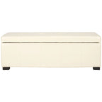 Grand banc de rangement touffeté en similicuir marron