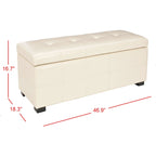 Grand banc de rangement touffeté en similicuir marron