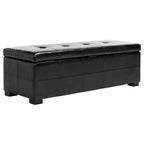 Grand banc de rangement touffeté en similicuir marron