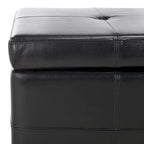 Grand banc de rangement touffeté en similicuir marron