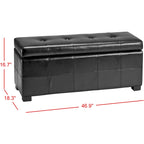 Grand banc de rangement touffeté en similicuir marron