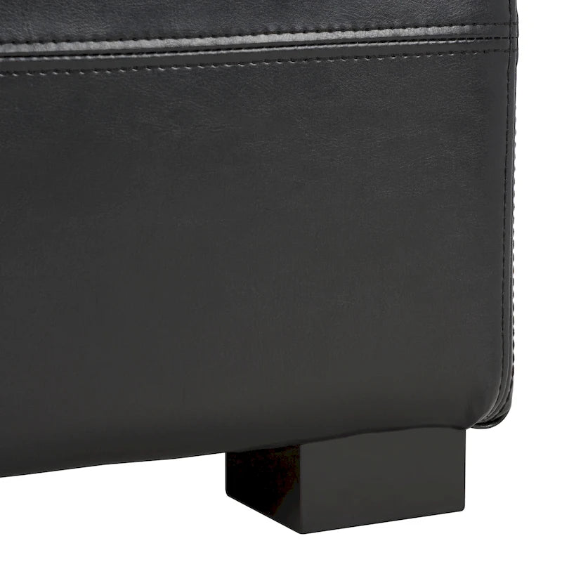 Grand banc de rangement touffeté en similicuir marron