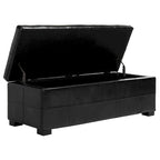Grand banc de rangement touffeté en similicuir marron
