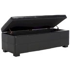Grand banc de rangement touffeté en similicuir marron