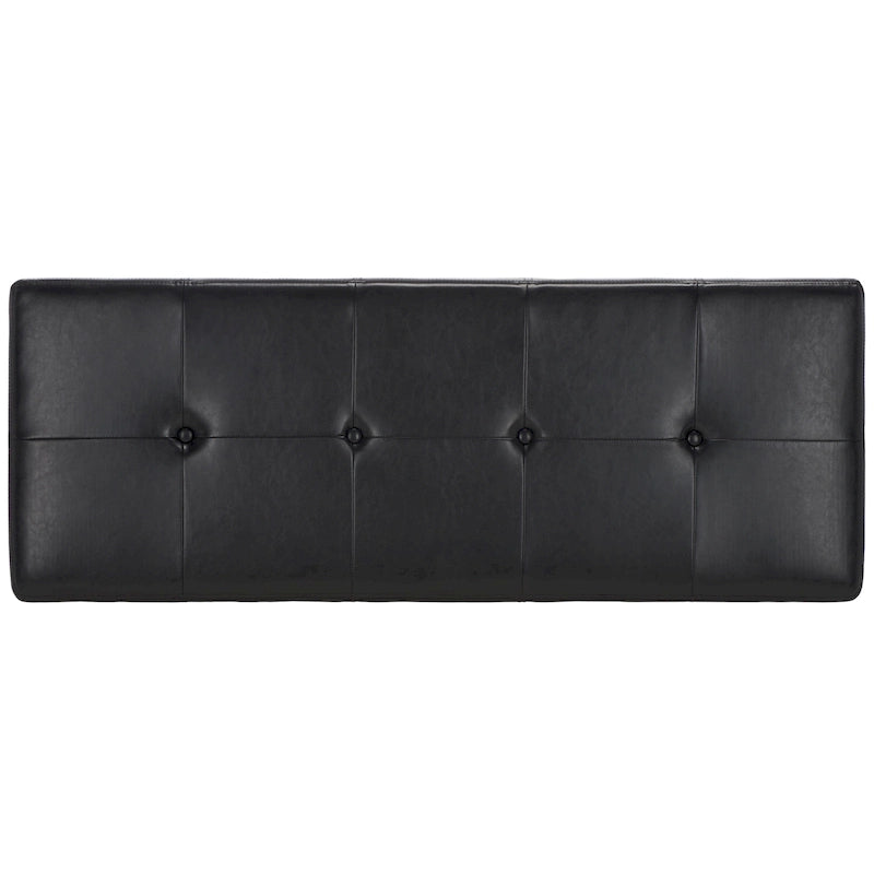Grand banc de rangement touffeté en similicuir marron