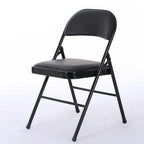 Chaises pliantes avec sièges rembourrés en cuir noir (lot de 4)
