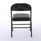 Chaises pliantes avec sièges rembourrés en cuir noir (lot de 4)