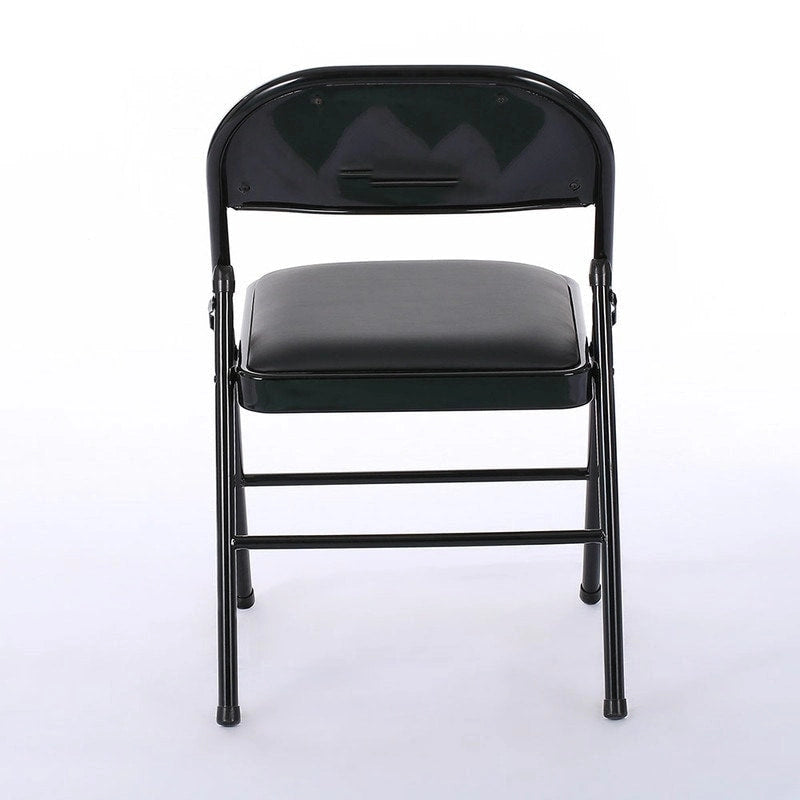 Chaises pliantes avec sièges rembourrés en cuir noir (lot de 4)