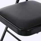 Chaises pliantes avec sièges rembourrés en cuir noir (lot de 4)